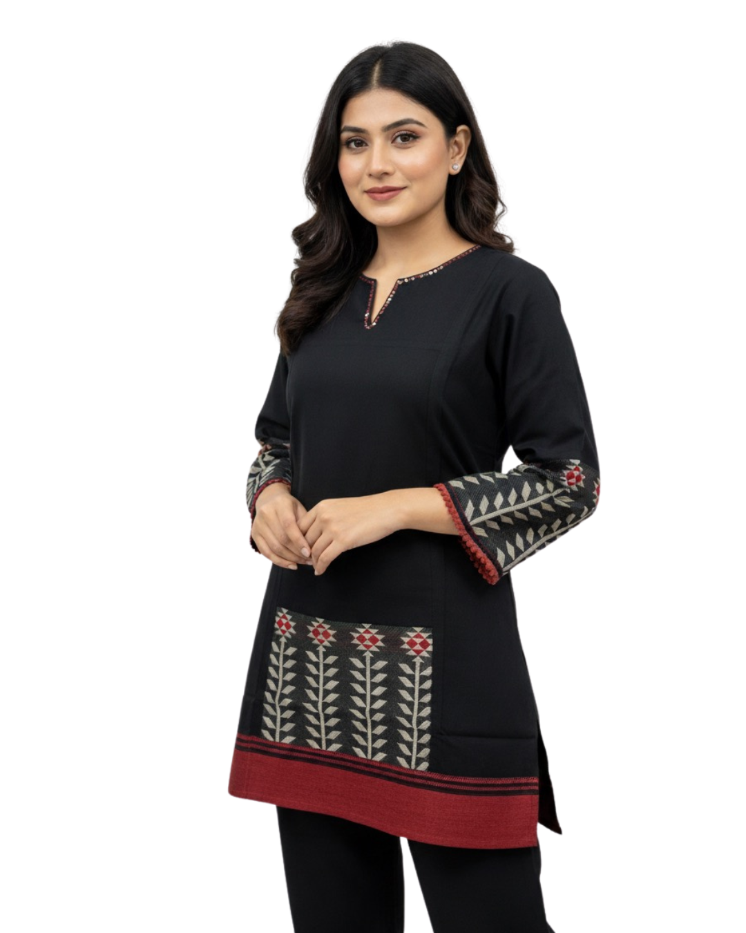 Product Carousel Image 1: Black Jamdani Top