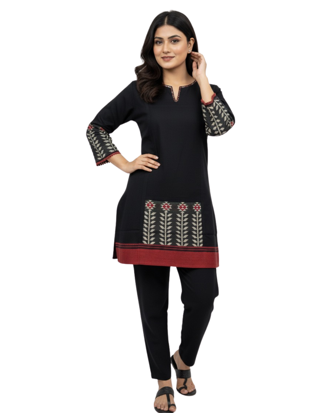 Black Jamdani Top