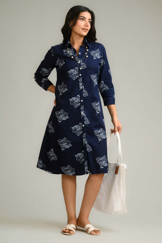 Timeless Indigo Dress - Etiquette Apparel