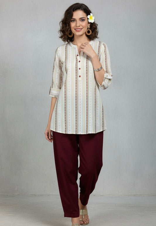 Color Burst Ikkat Stripe Top - Etiquette Apparel