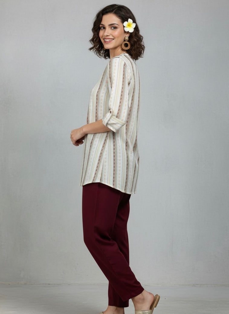 Color Burst Ikkat Stripe Top - Etiquette Apparel