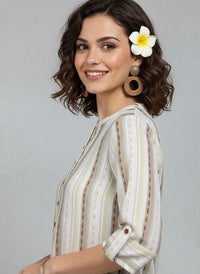 Color Burst Ikkat Stripe Top - Etiquette Apparel