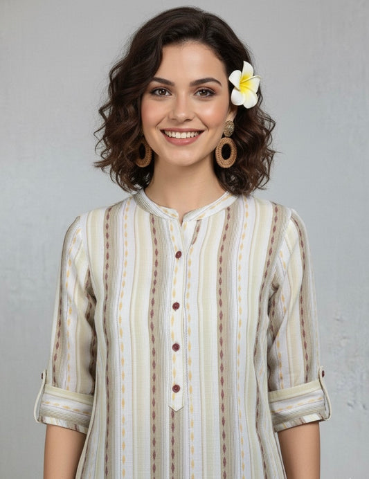 Color Burst Ikkat Stripe Top - Etiquette Apparel