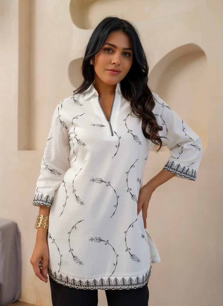 Product Carousel Image 8: Peach Mal All Over Embroidered Top