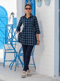 Indigo Denim Checks Top Etiquette Apparel