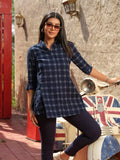 Indigo Denim Checks Top Etiquette Apparel