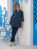 Indigo Denim Checks Top Etiquette Apparel