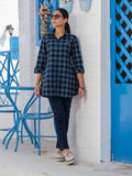 Indigo Denim Checks Top Etiquette Apparel