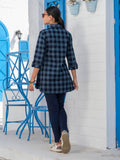 Indigo Denim Checks Top Etiquette Apparel