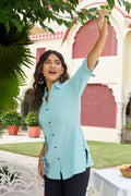 Product Carousel Image 3: Embroidered Ease Solid Coloured Top