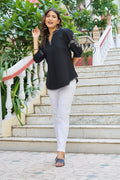 Product Carousel Image 2: Dusty Pastel Shaded Embroidered Top Off