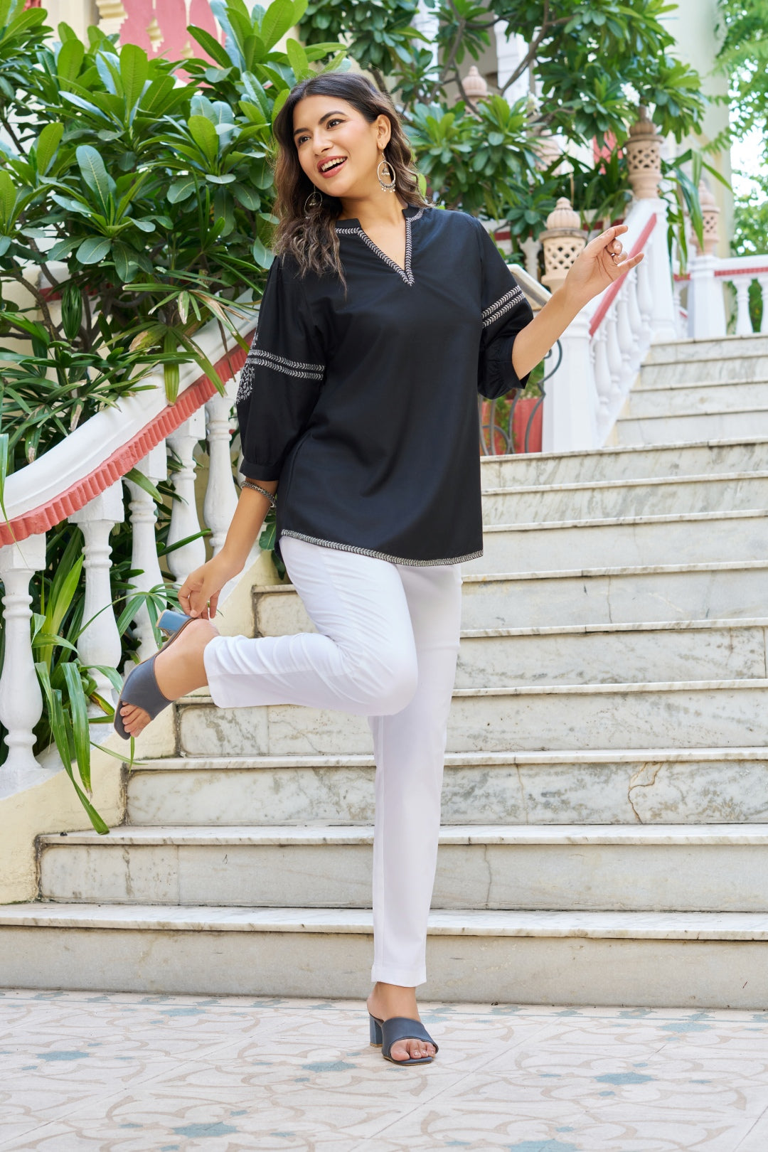 Product Carousel Image 4: Dusty Pastel Shaded Embroidered Top Off
