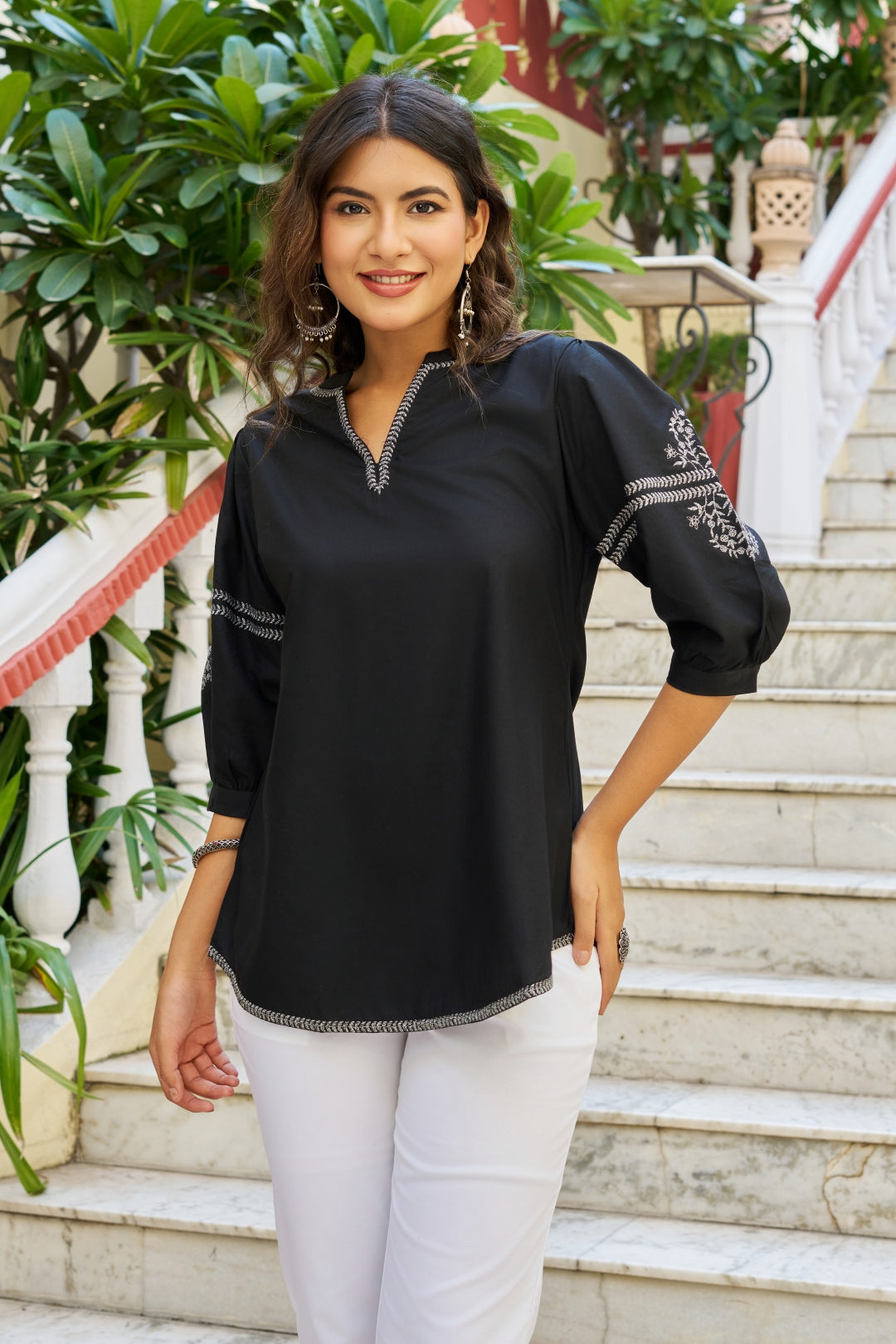 Dusty Pastel Shaded Embroidered Top Off - Etiquette Apparel 