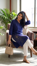 Product Carousel Image 0: When Denim Blossoms Kurta