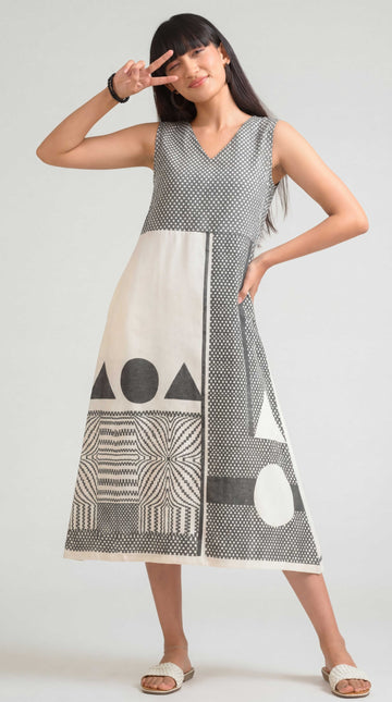 Graphic Glam Sleeveless Dress - Etiquette Apparel 