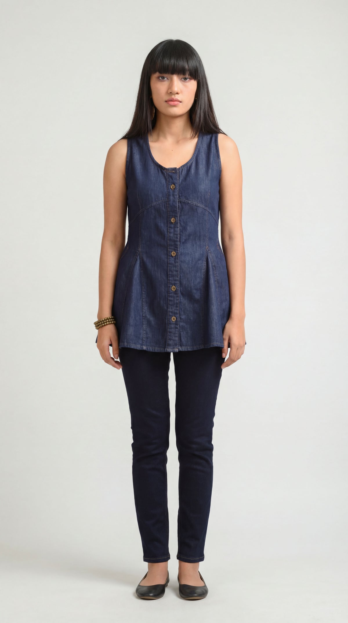 Bold Lines, Blue Attitude Sleeveless Top - Etiquette Apparel