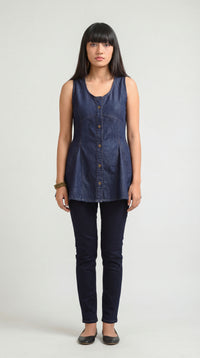 Bold Lines, Blue Attitude Sleeveless Top - Etiquette Apparel