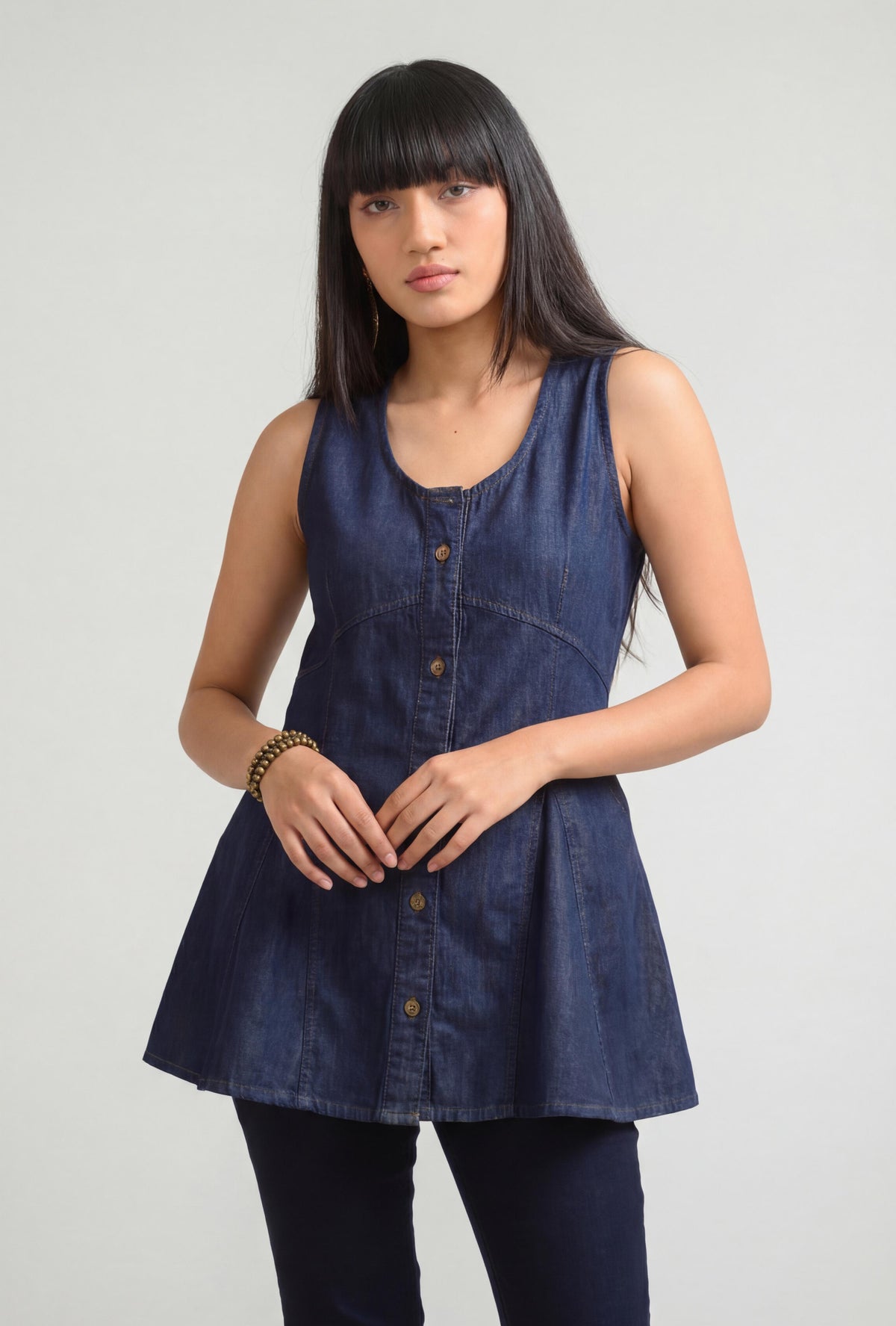 Bold Lines, Blue Attitude Sleeveless Top - Etiquette Apparel