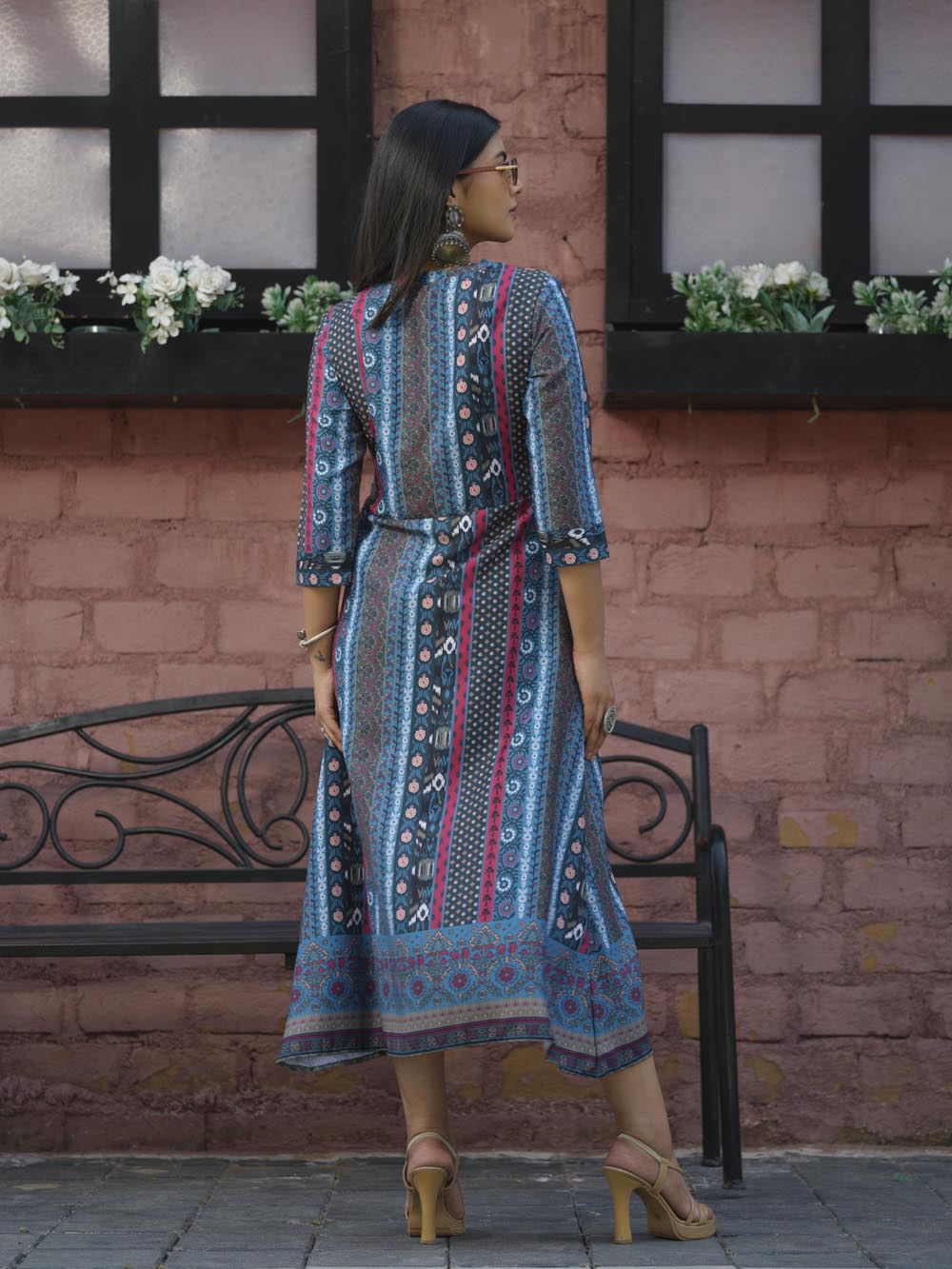 Long indie print Mishran dress Etiquette Apparel