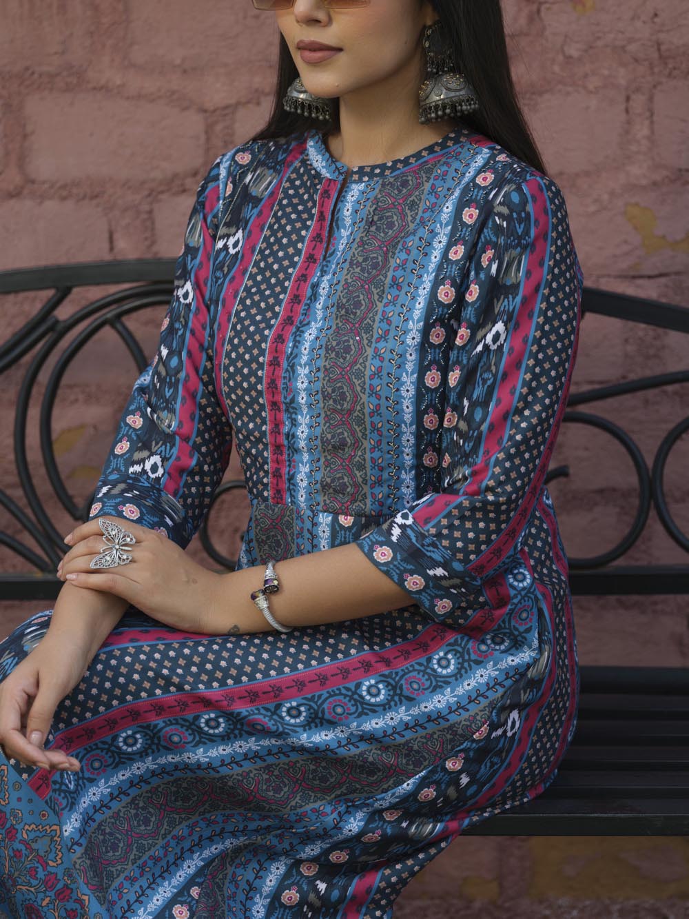 Long indie print Mishran dress Etiquette Apparel