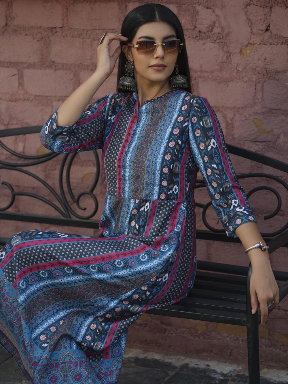 Long indie print Mishran dress Etiquette Apparel