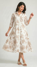Product Carousel Image 4: Embossed Floral Print Shirt Dress