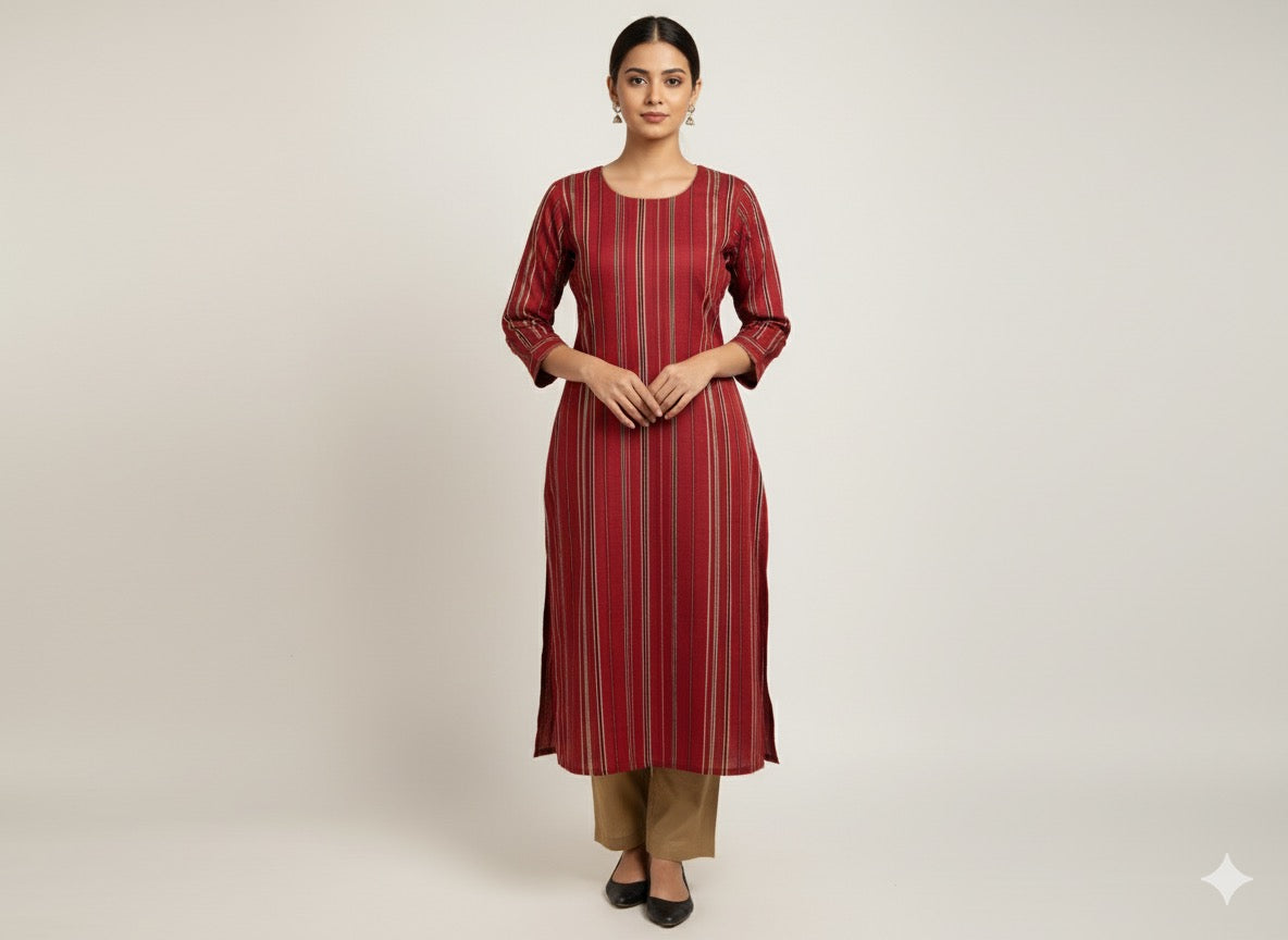 Product Carousel Image 7: Chanderi Stripe Kurta