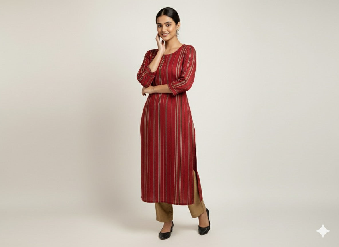 Product Carousel Image 8: Chanderi Stripe Kurta