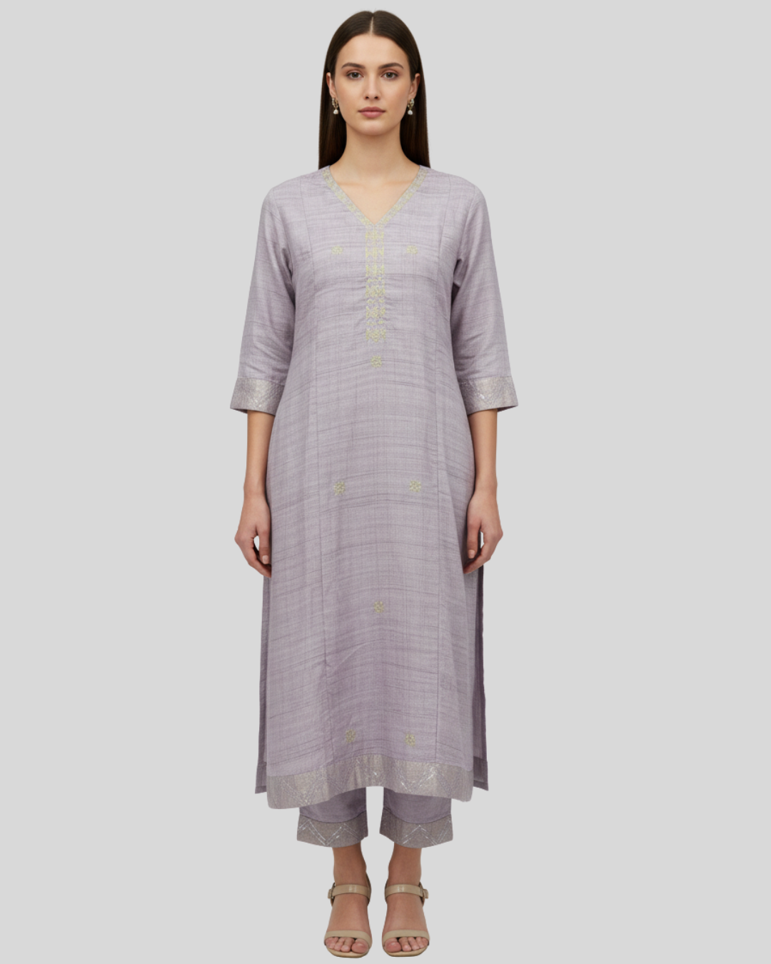 Product Carousel Image 1: Solid Coloured Pleated Kurta