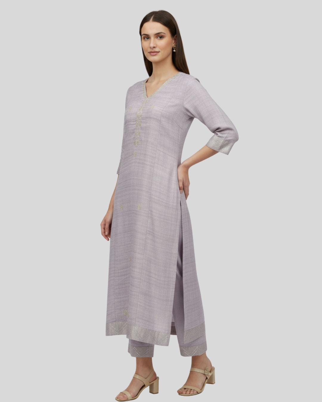 Solid Coloured Pleated Kurta - Etiquette Apparel
