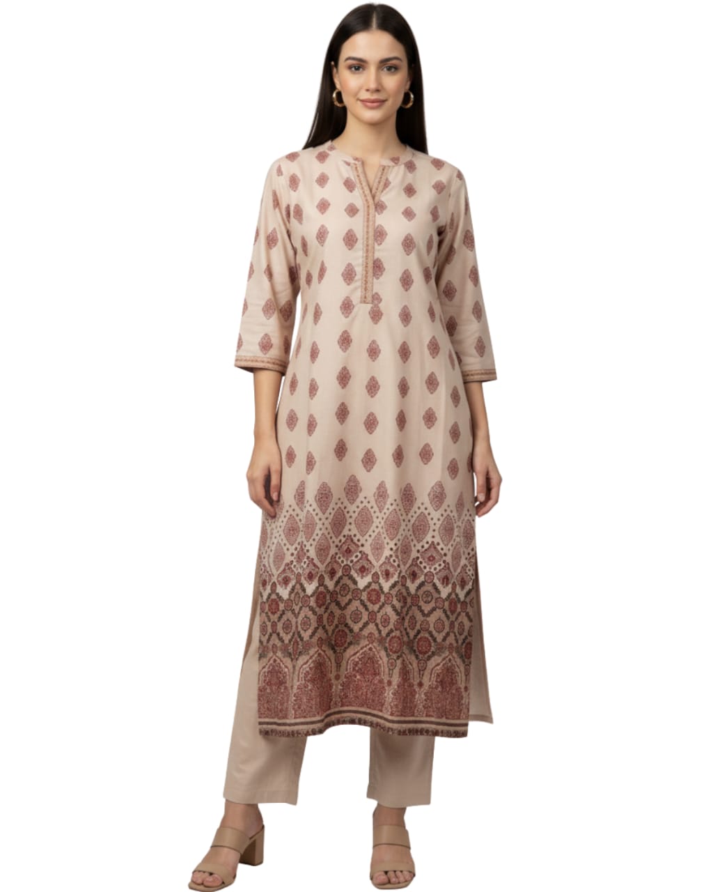 Indie Print Top with Highlights at Placket - Etiquette Apparel