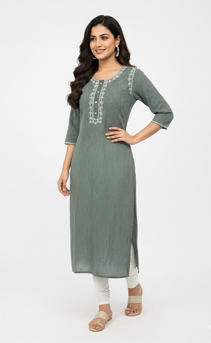 Chanderi Stripe Kurta - Etiquette Apparel 