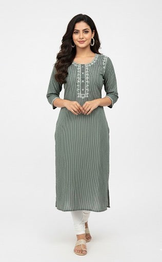 Chanderi Stripe Kurta - Etiquette Apparel 