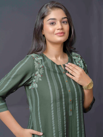 Stripe Kurta with Dori Embroidery