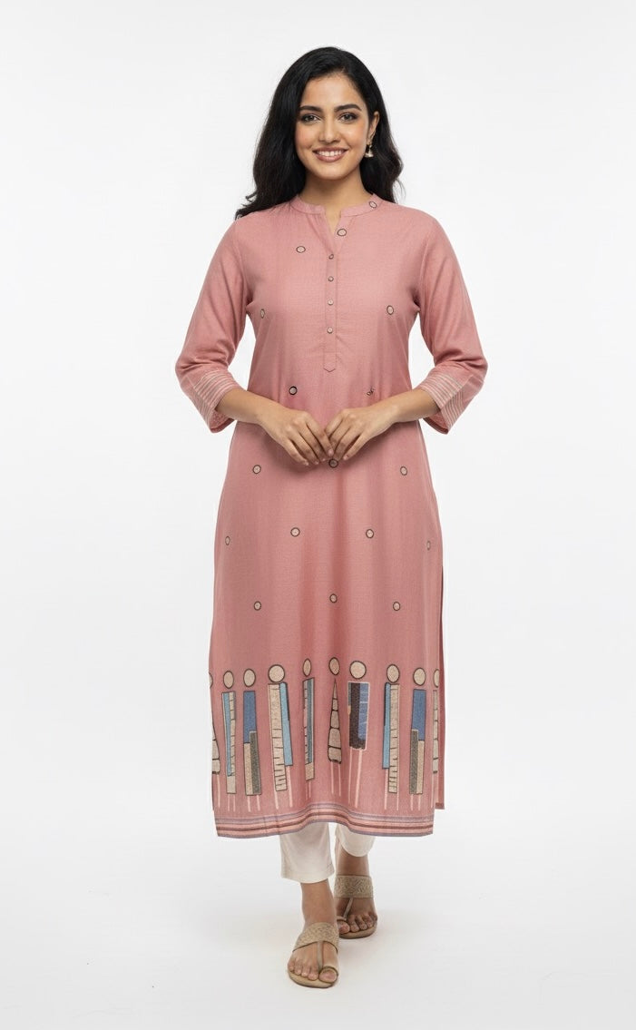 Product Carousel Image 3: Chanderi Boota Round Neck Kurta