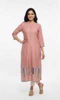 Product Carousel Image 0: Chanderi Boota Round Neck Kurta