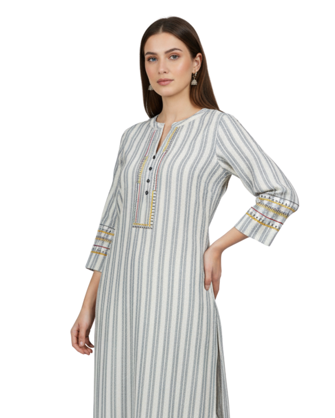 Blue Woven Stripe Kurta - Etiquette Apparel
