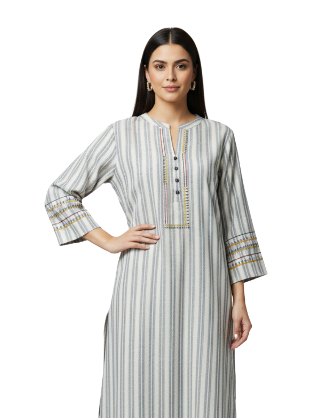 Blue Woven Stripe Kurta - Etiquette Apparel