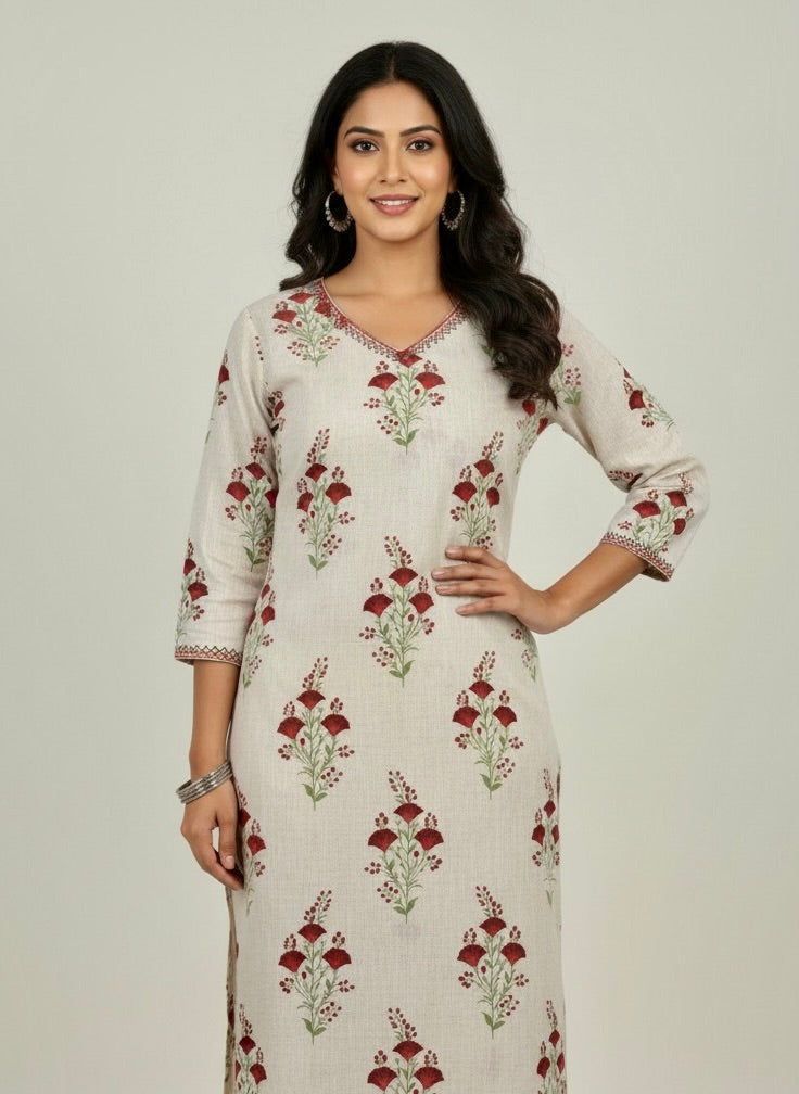 Mugal Booti Print Kurta - Etiquette Apparel