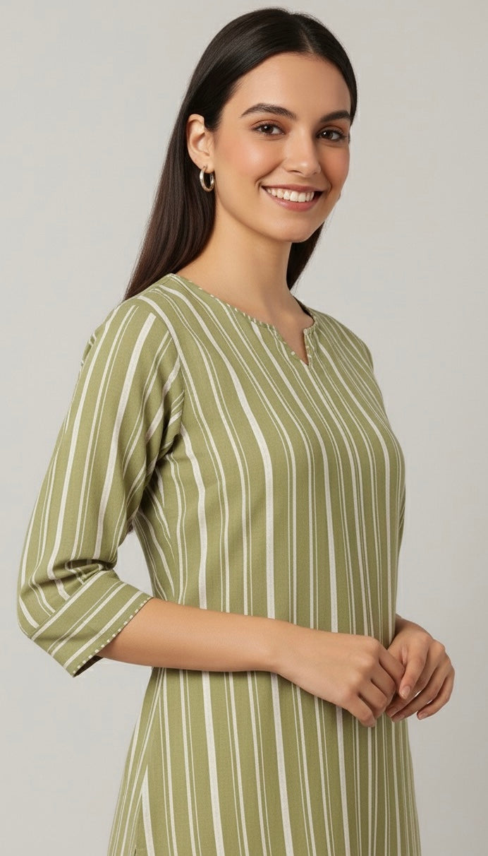 Chanderi Stripe Kurta - Etiquette Apparel 