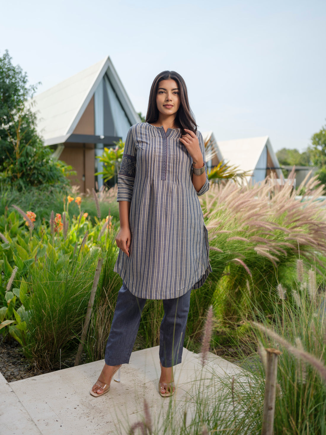 Stripe Plain mix and match Co-ord set - Etiquette Apparel