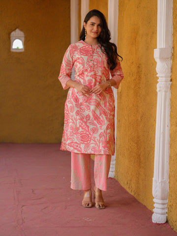 Floral Stripe Flex Kurta Set