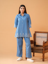 Denim Co-ord Set for Women with Cut Work Design - Etiquette Apparel