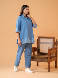 Denim Co-ord Set for Women with Cut Work Design - Etiquette Apparel