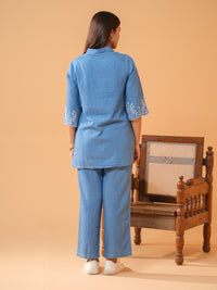 Denim Co-ord Set for Women with Cut Work Design - Etiquette Apparel