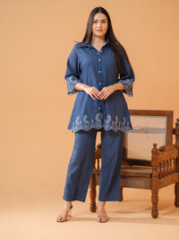 Denim Co-ord Set for Women with Cut Work Design - Etiquette Apparel