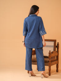 Denim Co-ord Set for Women with Cut Work Design - Etiquette Apparel