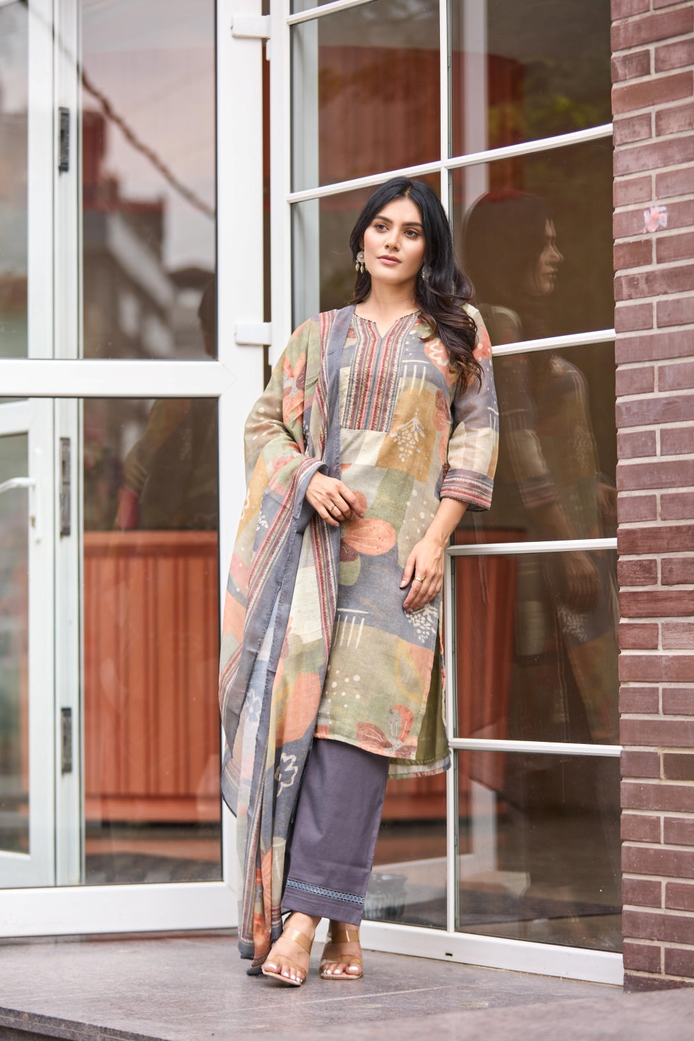 Modern Mellow Abstract Print Kurta Set