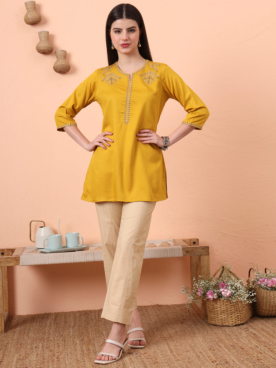 Tiny Tangles Embroidered Top - Etiquette Apparel 