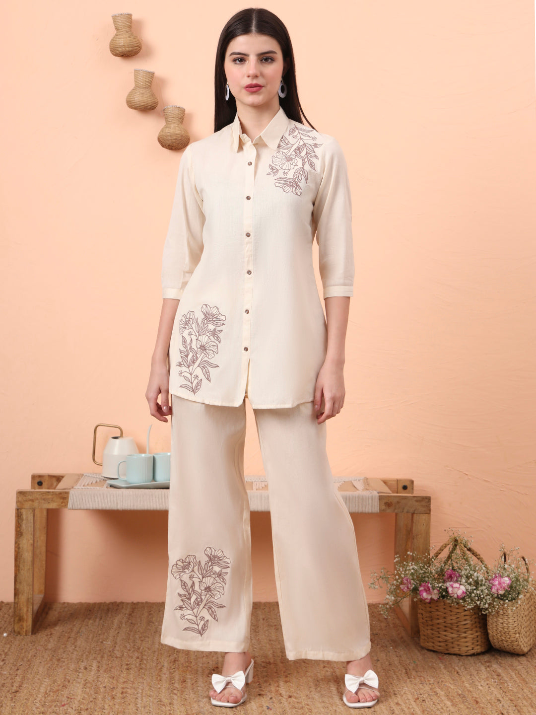 Flex Embroidered Boota Co-ord Set - Etiquette Apparel